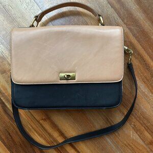 J. Crew Edie Shoulder Bag Purse Colorblock Camel & Black | Small